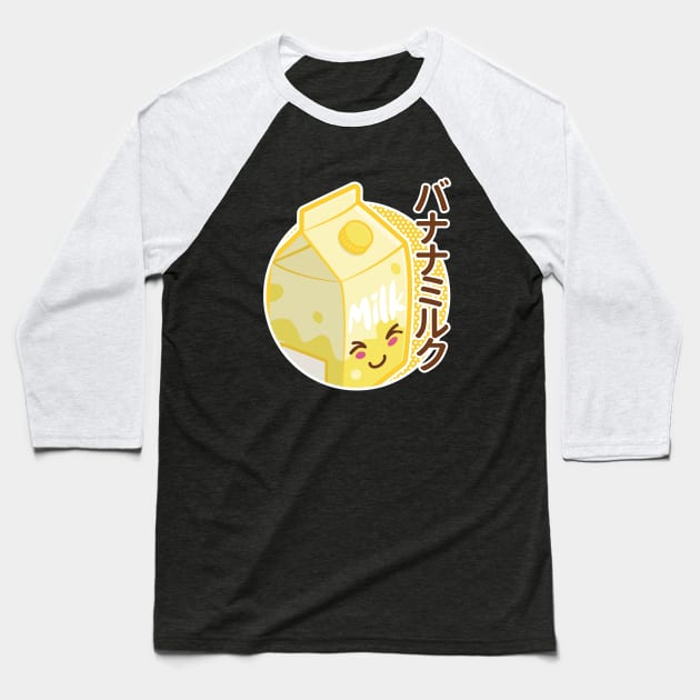 Cute Japanese Kawaii Banana Milk Baseball T-Shirt by Hixon House